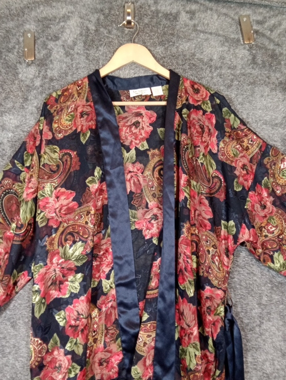 Victoria Secret 90s Open Kimono Robe One Size Floral Cottage Paisley Lingerie - Picture 4 of 11